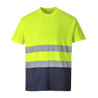 T-SHIRT M/ CURTA BICOLOR AMARELO AV/AZUL ESC S173